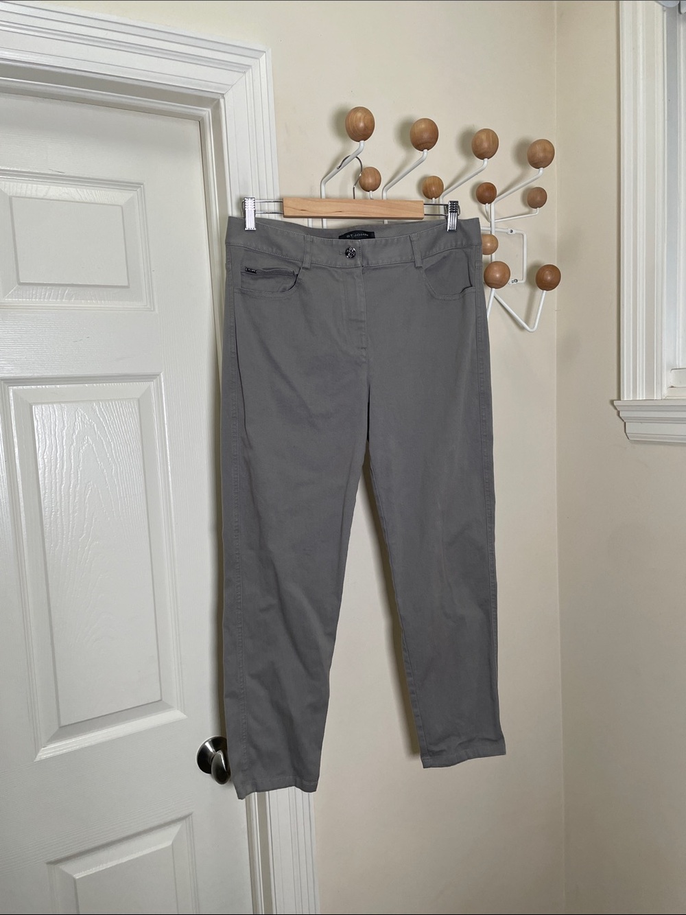 St. John - Classic Taper Ankle Pants - Grey - 10
